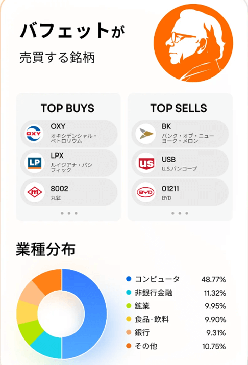 moomoo証券のバフェット銘柄